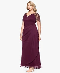 Xscape Plus Embellished Sheer Matte Jersey Gown