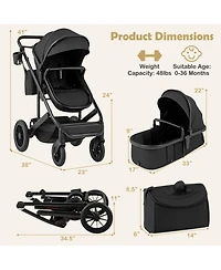 Gymax Toddler 3-in-1 Newborn Stroller Folding Convertible High Landscape Stroller