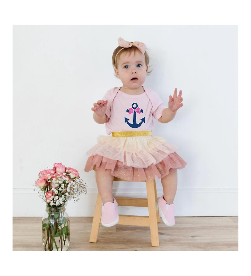 Sweet Wink Baby Girls Anchor Bow Short Sleeve Bodysuit