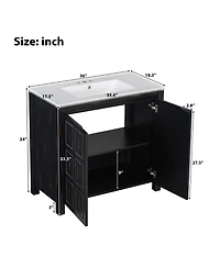 Casainc 36" Bathroom Vanity Organizer with Ceramic Sink, Stylish & Functional Storage