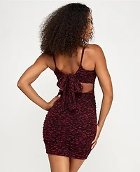Emerald Sundae Juniors' Metallic-Knit Tie-Back Bodycon Dress
