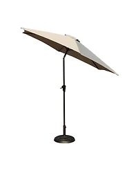 Flynama 8.8 feet Outdoor Aluminum Patio Umbrella,Market Umbrella with 33 pounds Round Resin Umbrella Base, Push Button Tilt and Crank lift