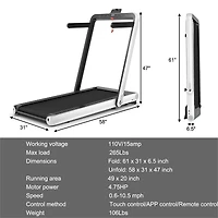 4.75HP 2 In 1 Folding Walking Pad Treadmill with Remote App Control