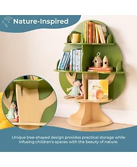 Guidecraft Kids Tree Bookshelf: Library Bookcase, Toddler Book Shelf, Green Wood 4 Tier Bookshelf, Nursery Furniture Decor, Bedroom & Playroom Storage