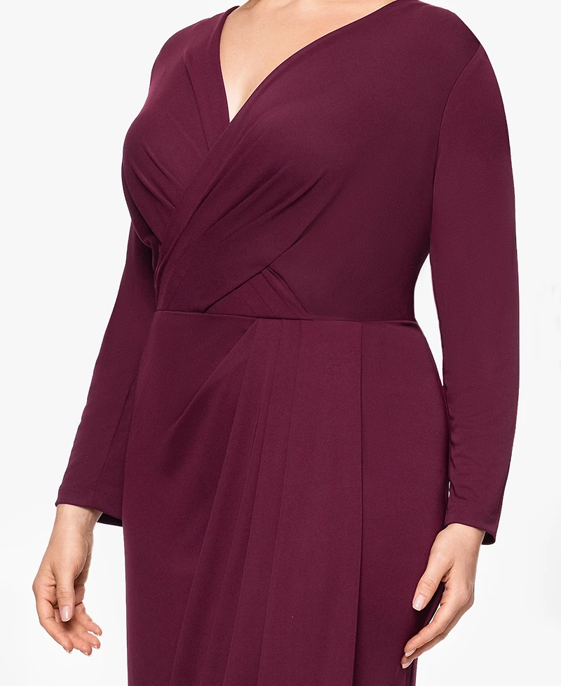 Betsy & Adam Plus Long-Sleeve Matte Jersey Dress
