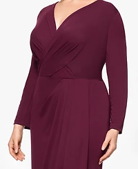 Betsy & Adam Plus Long-Sleeve Matte Jersey Dress