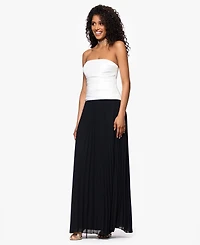 Betsy & Adam Petite Strapless Mixed-Media Dress