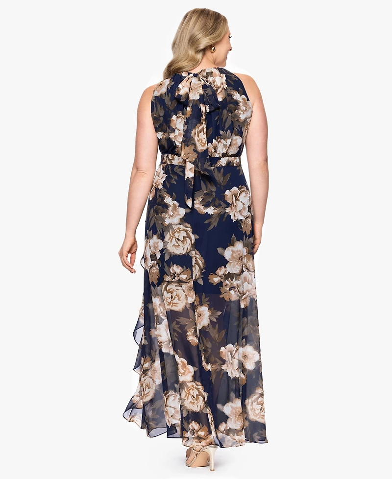 B&A By Betsy and Adam Plus Sleeveless Chiffon Dress