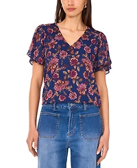 Vince Camuto Women's Flutter-Sleeve V-Neck Blouse