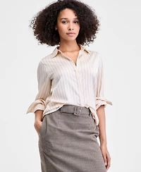 French Connection Women's Satin Pinstriped Top