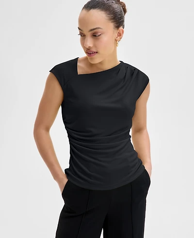 I.n.c. International Concepts Petite Asymmetric Draped Top, Exclusively at Macy's