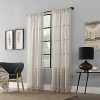 Twill Stripe Anti-Dust Linen Blend Sheer Curtain Panel