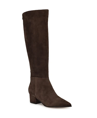 Nine West Women's Morgin Tall Pointy Toe Block Heel Boots
