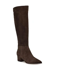 Nine West Womens Morgin Tall Pointy Toe Block Heel Boots Regular Wide Calf