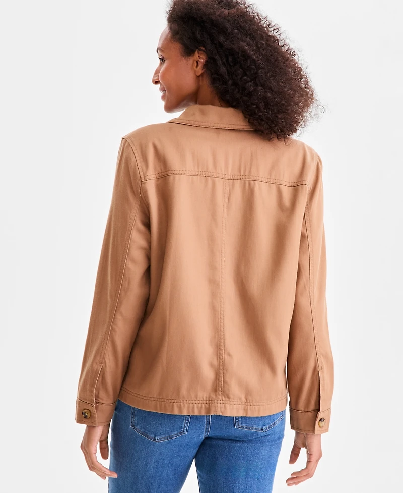 Style & Co Women's Button-Front Long-Sleeve Cargo Jacket, Macy's Exclusive