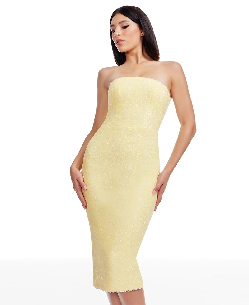 Dress the Population Women's Viviana Sequined Strapless Bodycon Dress