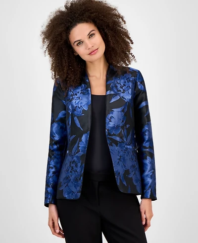 Kasper Floral Jacquard Open-Front Jacket, Regular & Petite