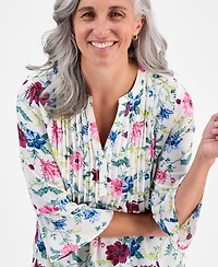 Style & Co Petite Chintz Floral Pintuck Top, Macy's Exclusive