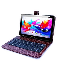 Linsay 10.1" Octa Core 256GB Storage Android 15 Tablet with Crocodile Keyboard