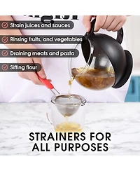 Premium Stainless Steel Fine Mesh Strainer Set - Strainers for Kitchen (Set of 3) with Non-slip Handles