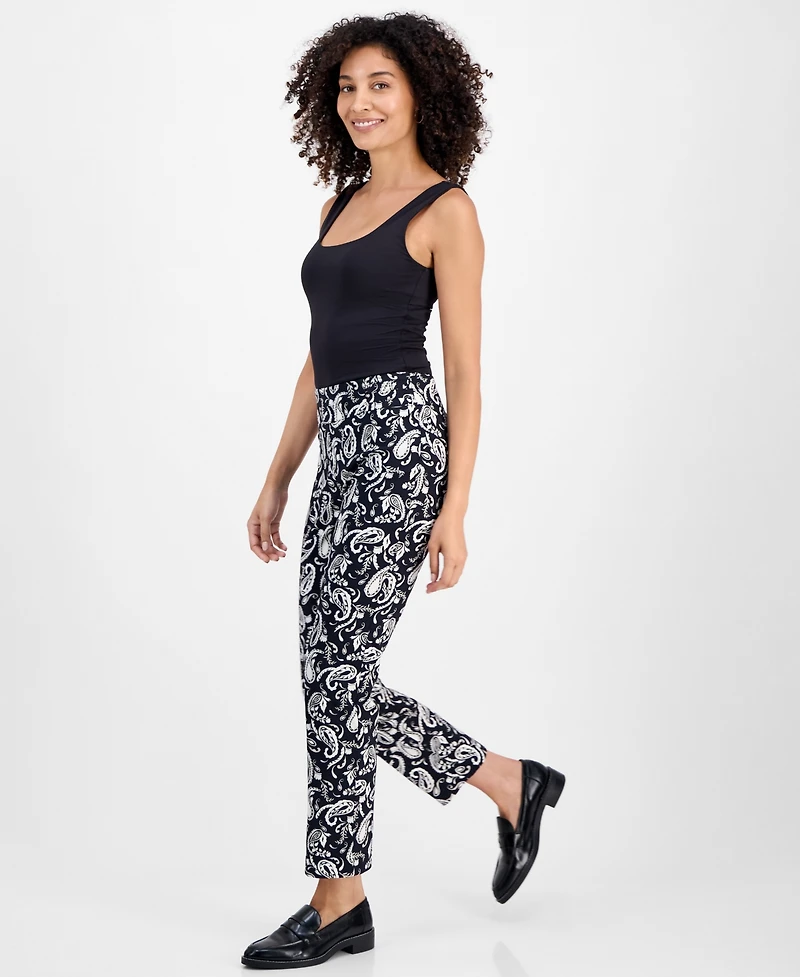 Jm Collection Petite Paisley Rivet-Waist Pull-On Pants, Macy's Exclusive