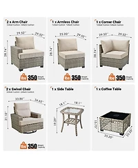 Xizzi Wicker Outdoor Patio Furniture Set, 9PCS Rattan Modular Sectional Sofa,Outside Swivel Rocking Chairs Coversation Set with Side Table
