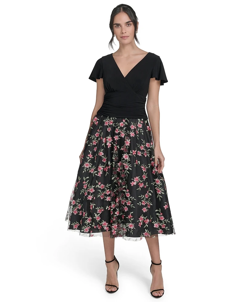Jessica Howard Women's Embroidered-Skirt Fit & Flare Dress