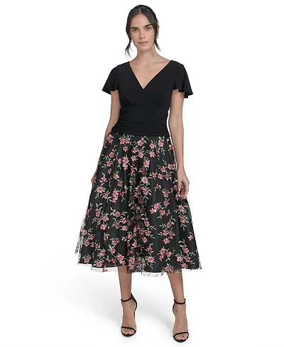 Jessica Howard Women's Embroidered-Skirt Fit & Flare Dress