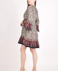Raas Women's Boho Green Mini Dress