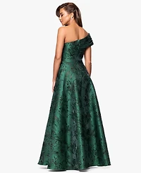 Xscape Women's Jacquard One-Shoulder Ball Gown
