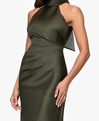 Xscape Women's Organza High-Neck Long Sheath Dress