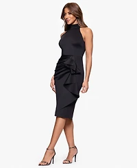 Xscape Women's High-Neck Sleeveless Ruffle Scuba Dress