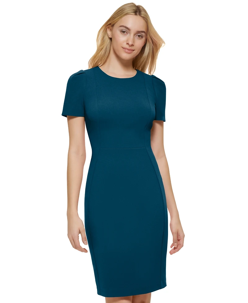 Calvin Klein Women's Short-Sleeve Scuba Sheath Dress