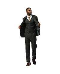 Stacy Adams Big & Tall Glen Plaid Hybrid-Fit 3pc Notch Lapel Suit Set, Jacket Vest and Pants