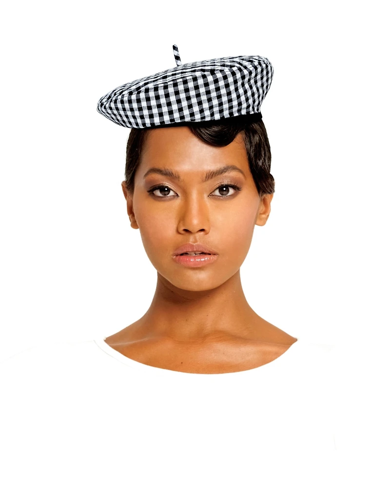 Simone Gingham Beret Hat In