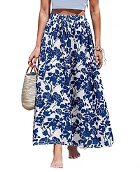 Cupshe Women's Wildflower Sky Blue Midi Skirt