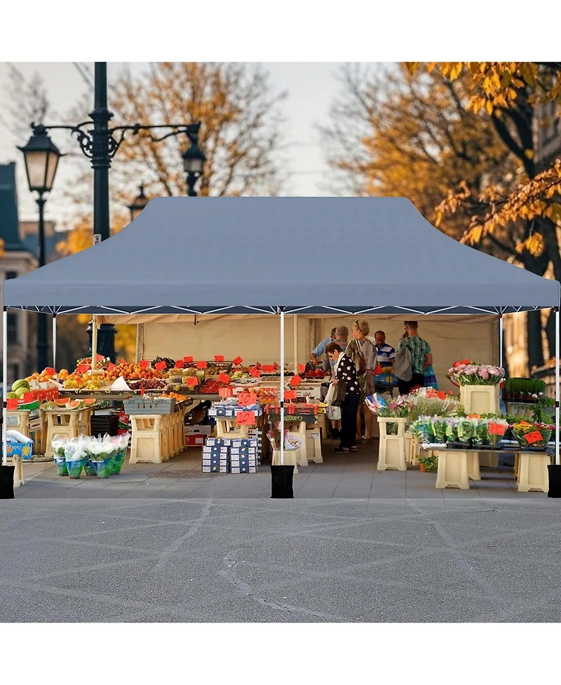 Gymax 10 x 20FT Pop-up Canopy Tent Folding Instant Sun Shelter w/ 3 Adjustable Heights