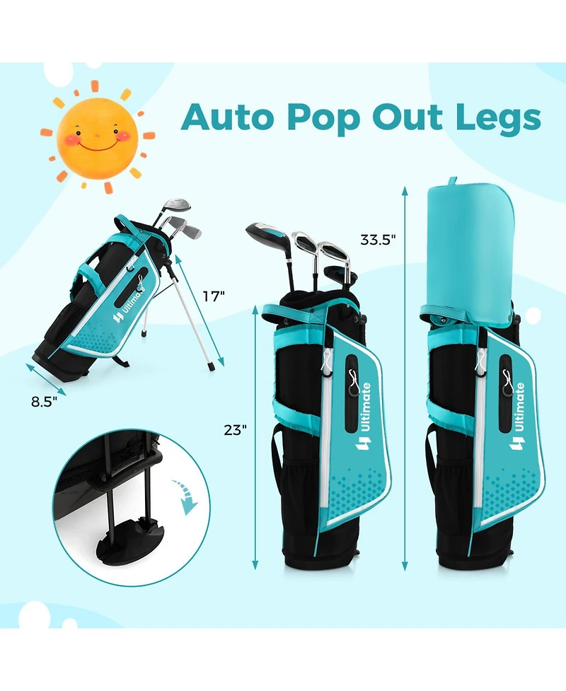 Junior Complete Golf Club Set Right Hand with Rain Hood for Kids