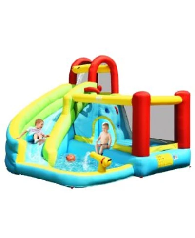 Mecale 6 In 1 Inflatable Bounce House With Climbing Wall Basketball Hoop Without Blower