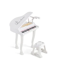 37 Keys Kids Piano Keyboard with Stool, Microphone and Piano Lid