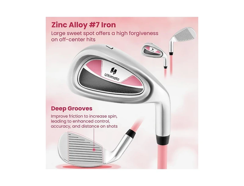Junior #7 Iron for Kids with Fiberglass Shaft and Headcover