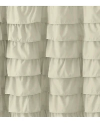 Kate Aurora Boho Chic Matelasse Ruffled Taupe Fabric Shower Curtain - 72 in. Long