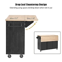 Casainc 51.2" Farmhouse Kitchen Cart with Drop Leaf, Textured Finish, Storage and Towel Rack