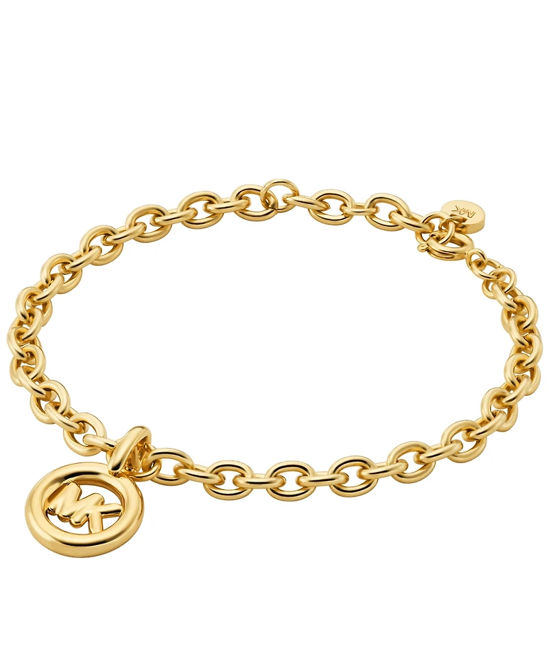 Michael Kors Gold-Tone Logo Charm Chain Bracelet