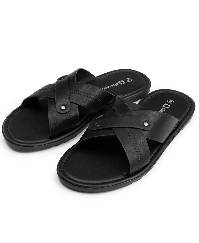 Alpine Swiss Men's Saul Faux Leather Slide Sandals Dressy Indoor Outdoor Shoes