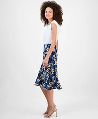 Kasper Women's Printed Pull-On Midi Skirt, Regular & Petite