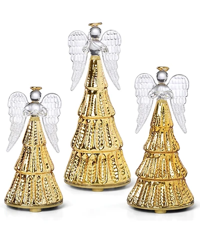 Lenox Radiant Light Lit Glass Angel Figurines, Set of 3