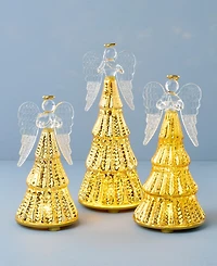 Lenox Radiant Light Lit Glass Angel Figurines, Set of 3
