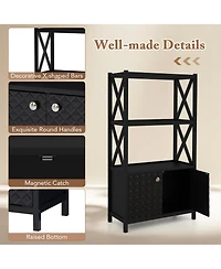 Volenca Bathroom Storage Cabinet with Open Shelves and Double Doors