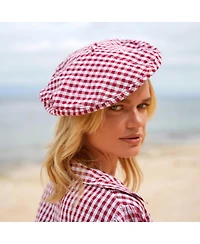 Simone Gingham Beret Hat In Red
